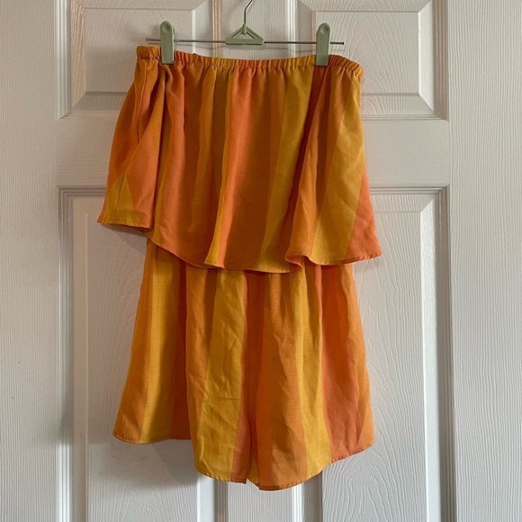 Show Me your Mumu Thelma Romper Sunset Sun Kissed Stripe Orange Yellow. Size Sm - Picture 2 of 9